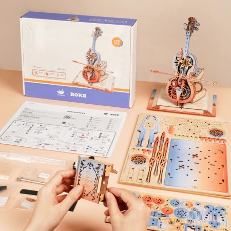 Wiolonczela Grająca – Puzzle 3D ROKR z Pozytywką