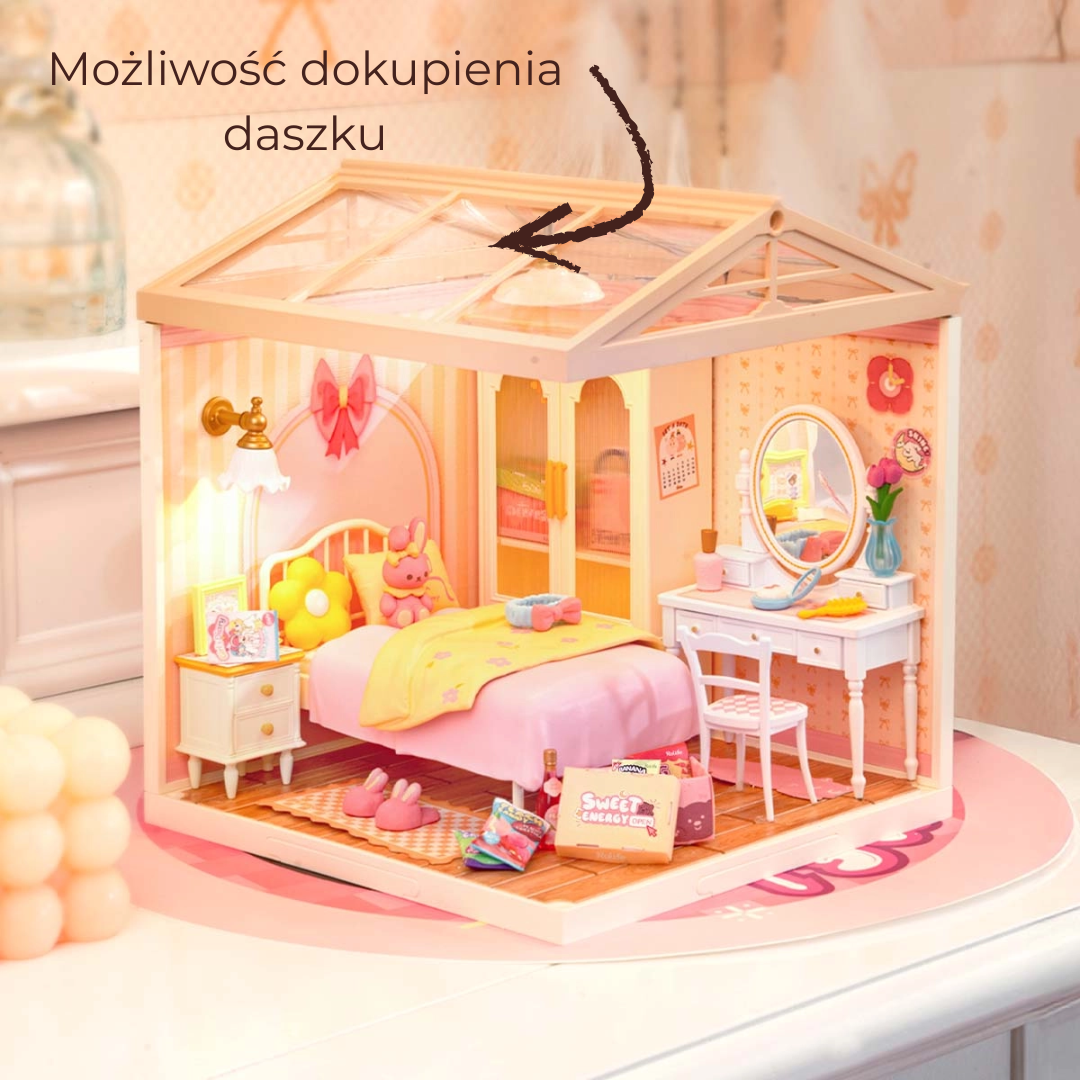 Mini Domek 3D - Różowa Sypialnia | Rolife – oświetlenie LED po zmroku
