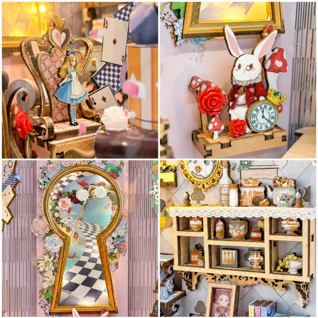Przejście przez dziurkę od klucza – Alice's Tea Party Diary – DIY Book Nook Joincon | Puzzle 3D Prezent