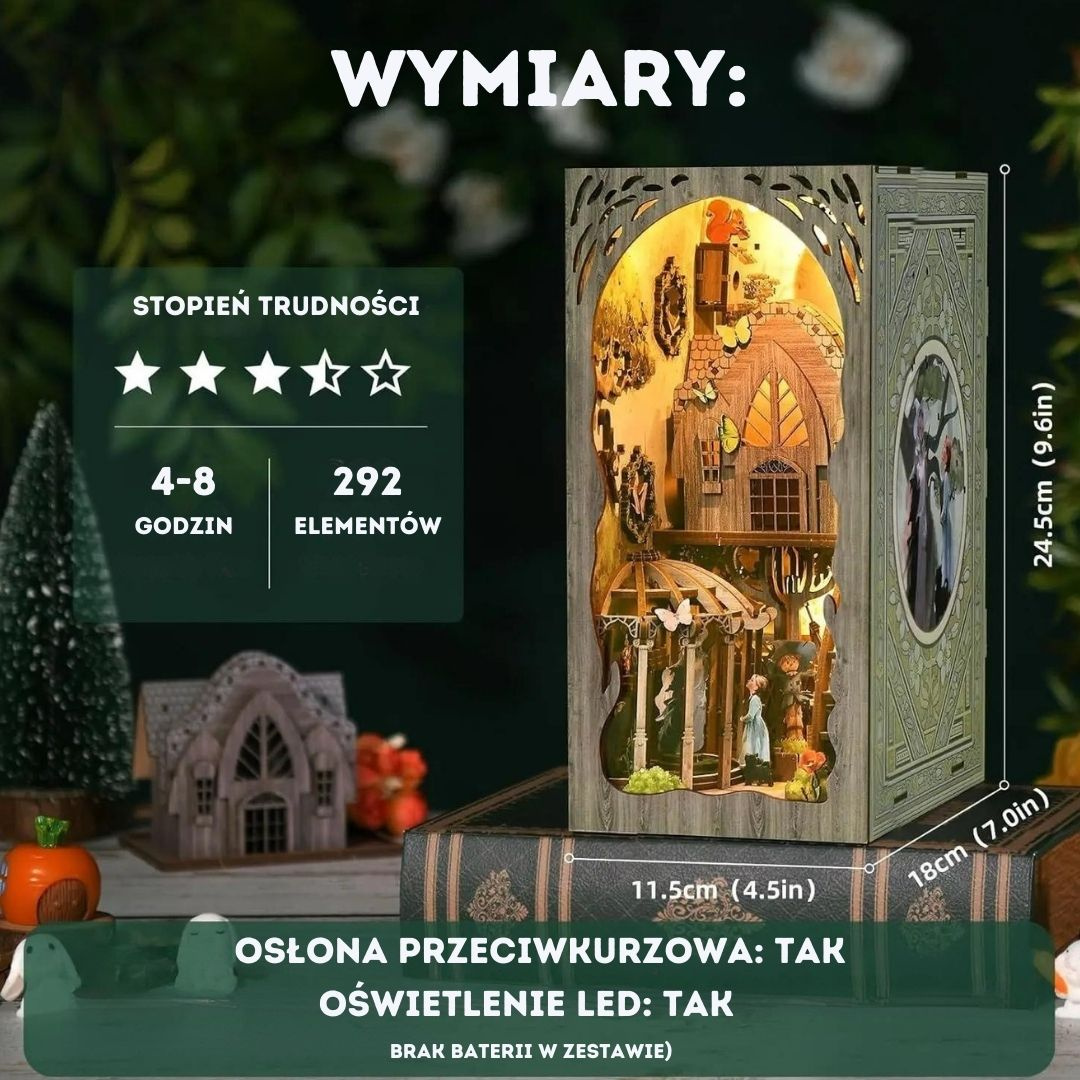Czarnoksiężnik z Krainy Oz – DIY Book Nook Puzzle 3D – wymiary modelu
