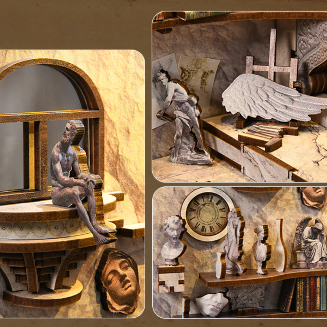 Warsztat pełen narzędzi – Pracownia Rzeźbiarska Minicity DIY Book Nook – Puzzle 3D Prezent