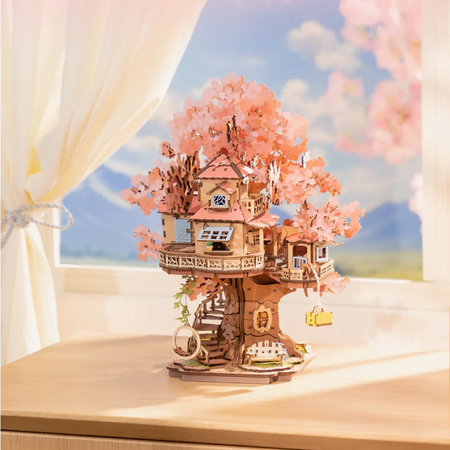 Puzzle 3D Domek na Drzewie – Sakura Tree House | Model DIY Rolife Robotime