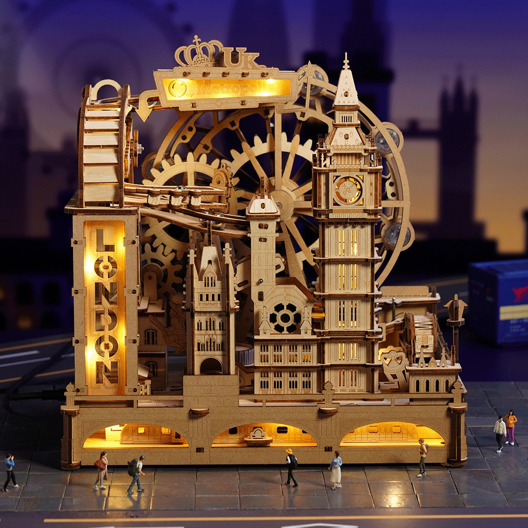 Drewniany Zestaw Puzzle 3D - Marble Travel London  | ROKR