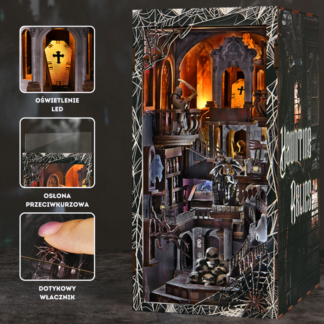 Upiorne Relikwie Minicity DIY Book Nook – Puzzle 3D Prezent – oświetlenie LED po zmroku