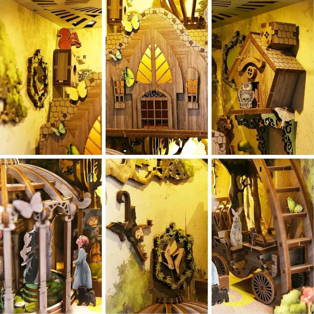 Szmaragdowe Miasto w detalach – Czarnoksiężnik z Krainy Oz – DIY Book Nook Puzzle 3D