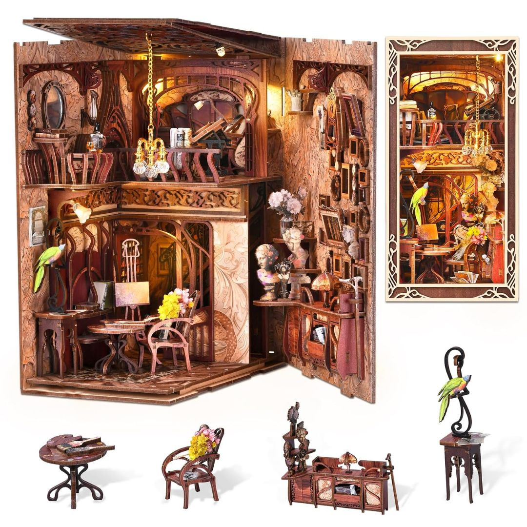Painter's Day at Dusk – DIY Book Nook Minicity | Puzzle 3D Prezent – oświetlenie LED po zmroku