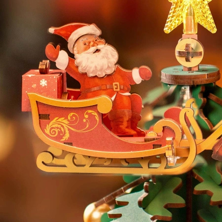 Świąteczna Choinka z Pozytywką i LED – Puzzle 3D Rolife (319 el.)
