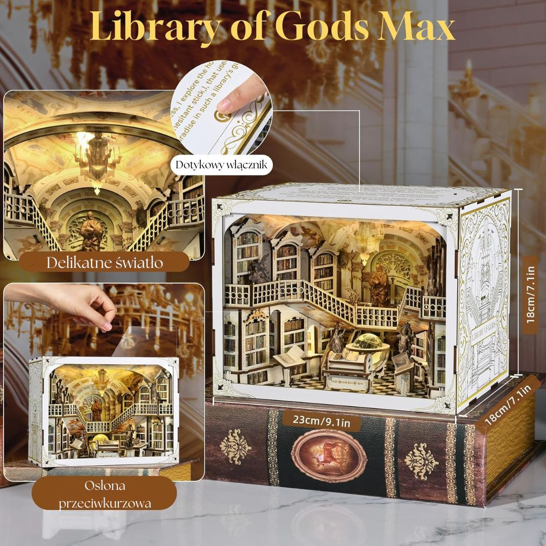 Library of Gods Max – DIY Book Nook MiniCity | Puzzle 3D Prezent – wymiary modelu