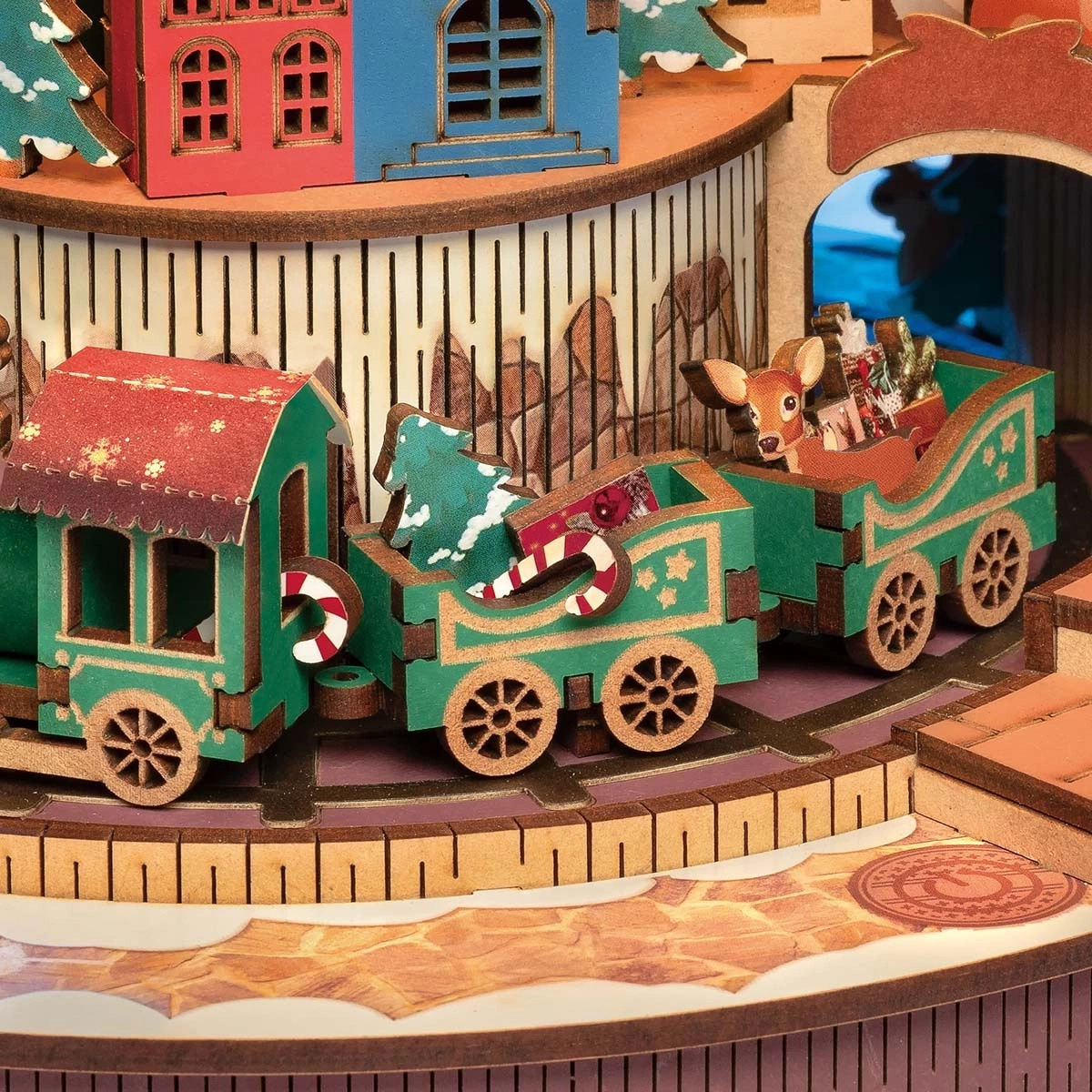 Rozświetlona girlanda LED – Drewniany Zestaw Puzzle 3D - Świąteczna Choinka (Pozytywka) | Rolife
