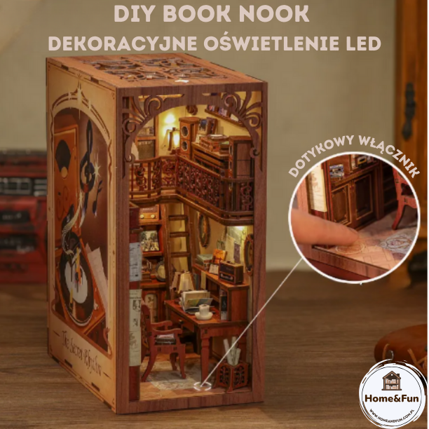 DIY Book Nook - Sekretny Rytm | Cutebee Miniaturowy Domek – oświetlenie LED po zmroku