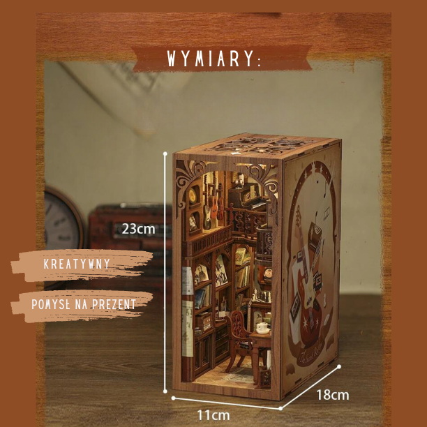 DIY Book Nook - Sekretny Rytm | Cutebee Miniaturowy Domek – wymiary modelu