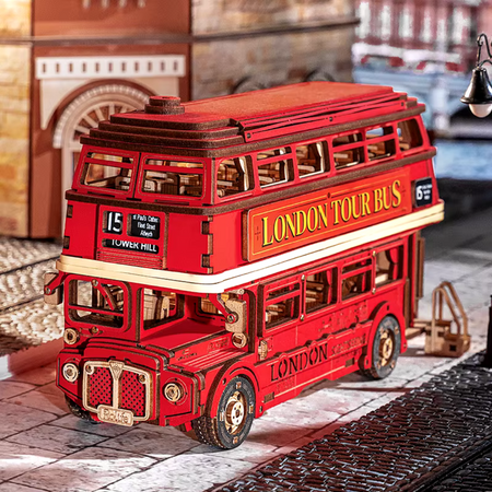 Drewniany Zestaw Puzzle 3D - London Tour Bus | Robotime
