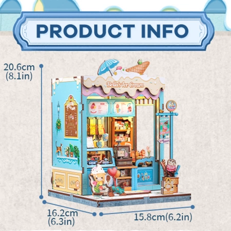 Wymiary modelu Bella’s Ice Cream – szerokość, głębokość i wysokość