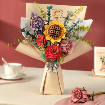 Drewniane Puzzle 3D Bukiet Kwiatów – Flower Bouquet | Model DIY Robotime
