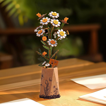 Rumianek – Puzzle 3D Rowood, drewniany kwiat, nie więdnie