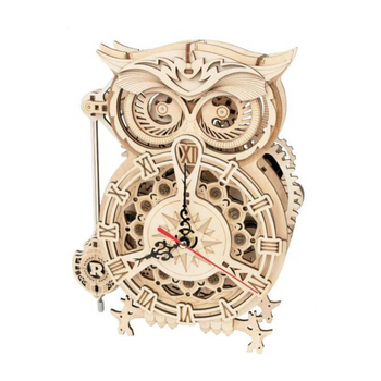 Drewniany zestaw puzzle 3d - Sowa Zegar | Robotime