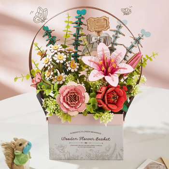 Kosz Kwiatów Flower Basket – Puzzle 3D Rowood, nie więdnie