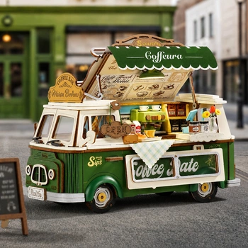 Coffee Truck Leo's – Puzzle 3D Rolife, kawiarnia mobilna z LED