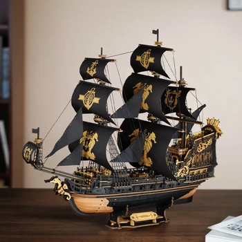 Drewniany Zestaw Puzzle 3D - Statek Piracki