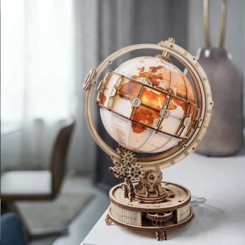 Świecący Globus z Lupą – Puzzle 3D ROKR, lampka LED (180 el.)